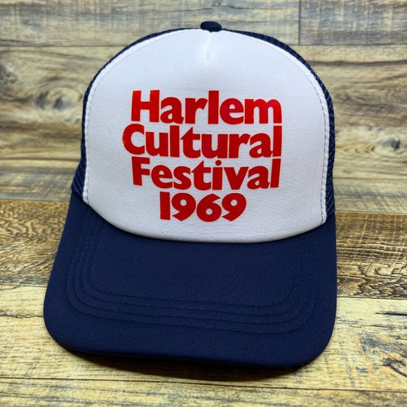 Harlem Cultural Festival 1969 Mens Trucker Hat Blue Snapback African Pride Cap - Picture 2 of 8